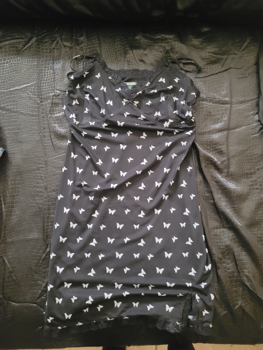 wild fable Black Slip Dress with White Butterfly Print